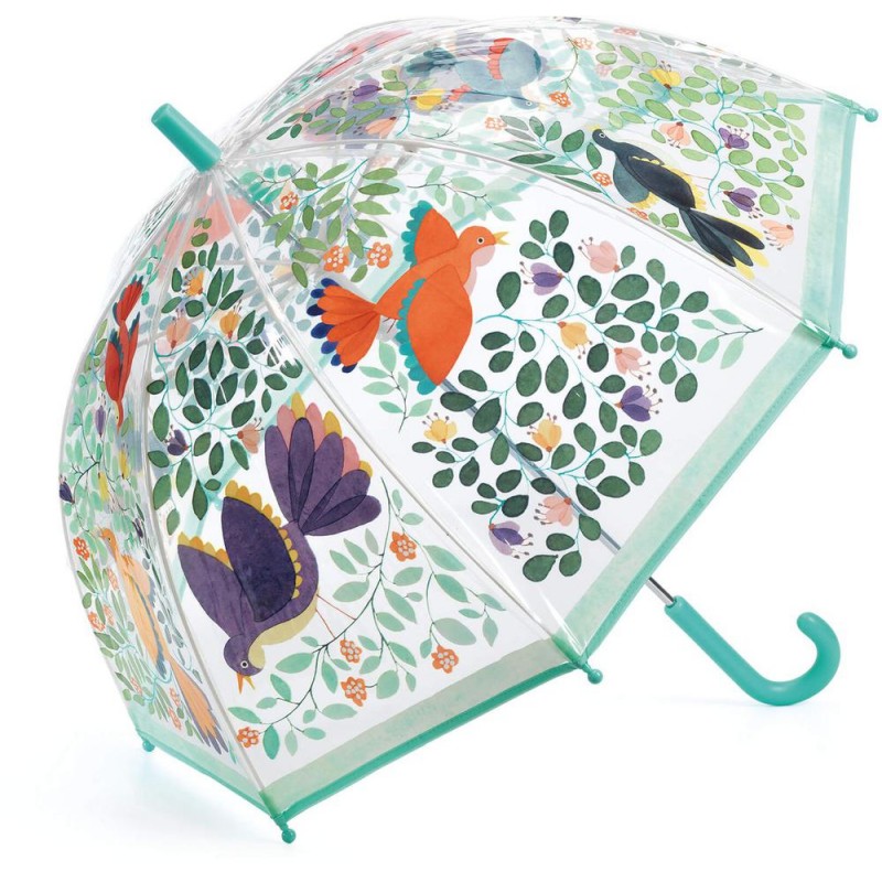 Paraguas transparente Flores y pájaros