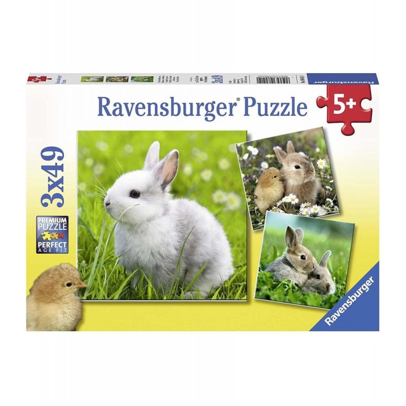 3 Puzzles Fotos de conejos 49 pzas 